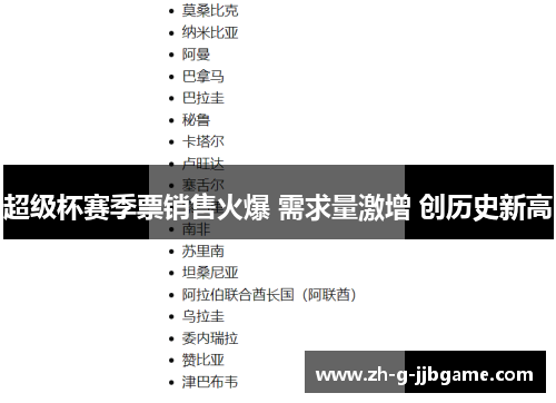 超级杯赛季票销售火爆 需求量激增 创历史新高